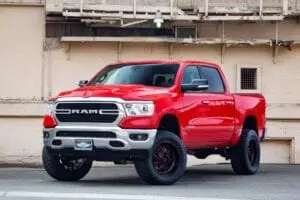 Red pickup truck